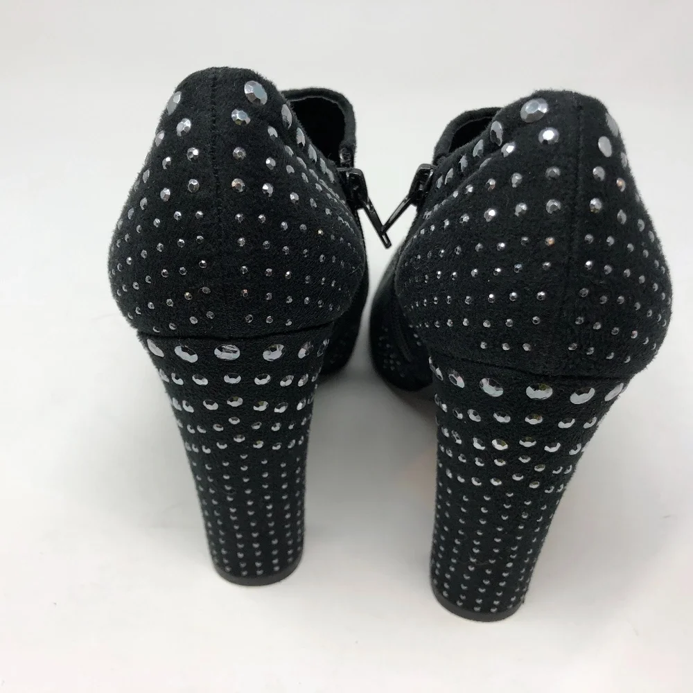 Jeffrey Tyler Black Bedazzled Annie Booties 8.5